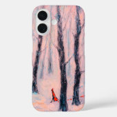 冬の森の中の赤い乗馬フードのような姿 Case-Mate iPhoneケース (裏面)