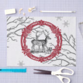 冬の森の中の鹿クリスマスティッシュペーパー 薄葉紙 (クラフト)