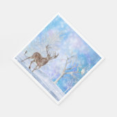 冬の森の中の鹿 スタンダードランチョンナプキン (角)