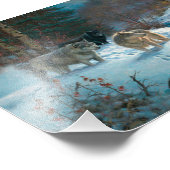 冬の森の中の3匹のオオカミ フォトプリント (角)