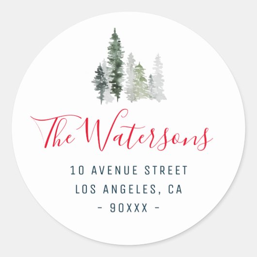 冬の森の休日差出人住所シール ラウンドシール (正面)