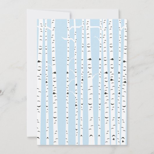 冬の森の動物がベビーを願う(青) 招待状 (裏面)