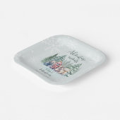 冬の森の動物たちと雪のベビーシャワー ペーパープレート (傾斜あり)