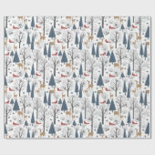 冬の森の動物のクリスマスパターン ラッピングペーパー (フラット)