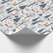 冬の森の動物のクリスマスパターン ラッピングペーパー (角)