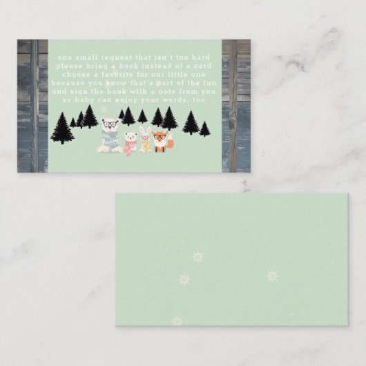 冬の森の動物のシャワーブックリクエスト エンクロージャーカード (正面/裏面)