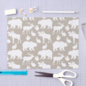 冬の森の動物のパターンの休日 薄葉紙 (クラフト)