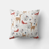 冬の森の動物のミニマルなパターン クッション (裏面)