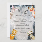 冬の森の動物の休日を性別で明らかにする 招待状 (正面)