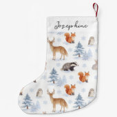冬の森の動物の個性的なデザイン スモールクリスマスストッキング (裏面)