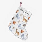 冬の森の動物の個性的なデザイン スモールクリスマスストッキング (正面 (吊り時))