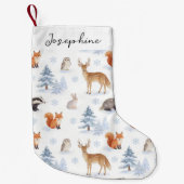 冬の森の動物の個性的なデザイン スモールクリスマスストッキング (正面)