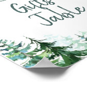 冬の森の動物の松の木の贈り物テーブル ポスター (角)