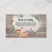 冬の森の動物の赤ちゃんシャワー用の本 エンクロージャーカード (正面)