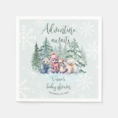 冬の森の動物の雪の赤ちゃんシャワー スタンダードカクテルナプキン (正面)