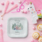 冬の森の動物の雪の赤ちゃんシャワー ペーパープレート (パーティー)