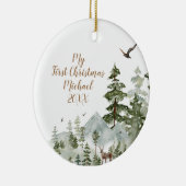 冬の森の動物ウッドランド初めてのクリスマス セラミックオーナメント (右)