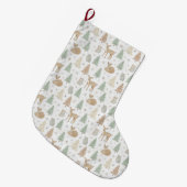 冬の森の動物シームレスパターン ラージクリスマスストッキング (正面 (吊り時))