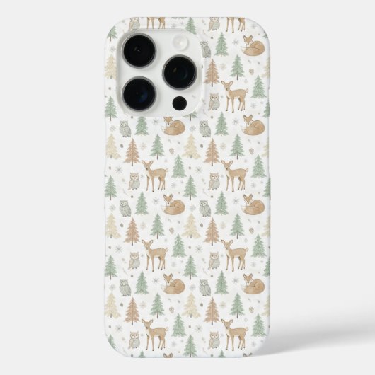 冬の森の動物シームレスパターン Case-Mate iPhoneケース (裏面)