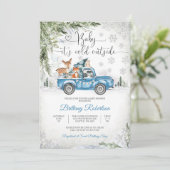 冬の森の動物ベイビーシャワー招待状 招待状 (スタンド正面)