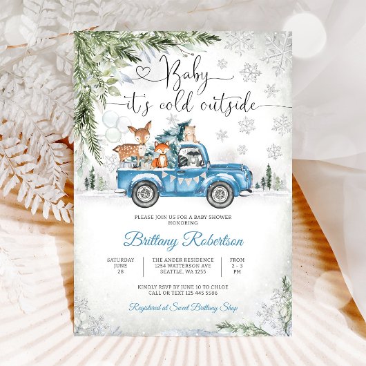 冬の森の動物ベイビーシャワー招待状 招待状