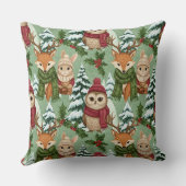 冬の森の動物 クリスマスパターン クッション (裏面)