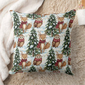 冬の森の動物 クリスマスパターン クッション (ブランケット)