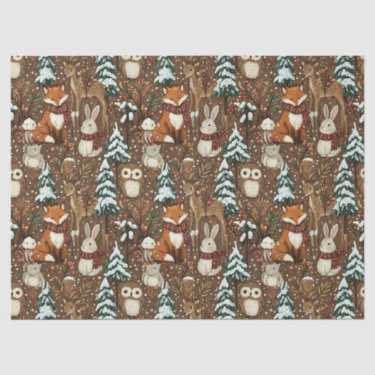 冬の森の動物 クリスマスパターン 薄葉紙 (正面)