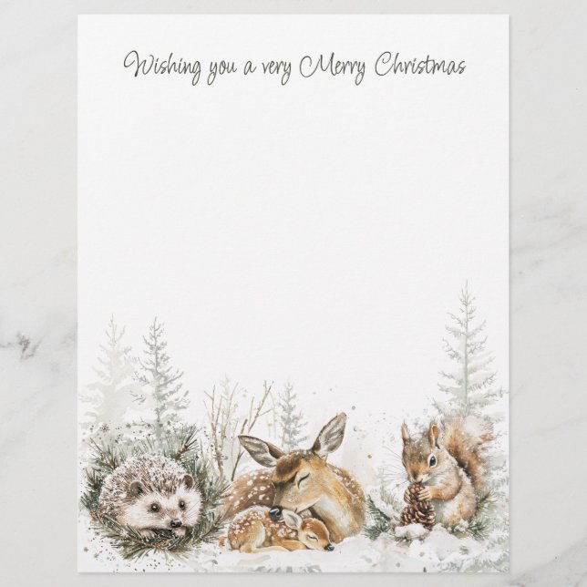 冬の森の動物 クリスマス レターヘッド (正面)