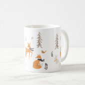 冬の森の動物 フォークアート クリスマス コーヒーマグカップ (正面右)