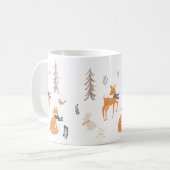 冬の森の動物 フォークアート クリスマス コーヒーマグカップ (正面左)