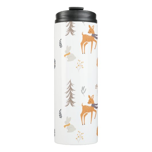 冬の森の動物 フォークアート クリスマス タンブラー (正面)