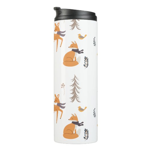 冬の森の動物 フォークアート クリスマス タンブラー (回転右)