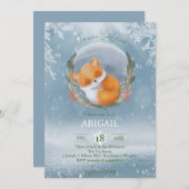 冬の森の動物 フクロリのベビーシャワー招待状 招待状 (正面/裏面)