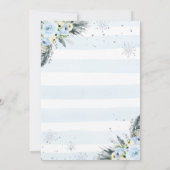 冬の森の動物 ブルートラック 雪の赤ちゃんのお披露目 招待状 (裏面)