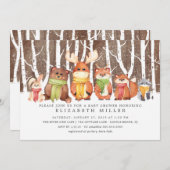 冬の森の動物 ベビーシャワー招待状 招待状 (正面/裏面)