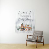 冬の森の動物 ベビーシャワー ウェルカム タペストリー (インサイチュ)