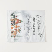 冬の森の動物 ベビーシャワー ウェルカム タペストリー (正面(横))