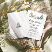 冬の森の動物|白ベビーシャワー 招待状