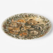冬の森の友達のリースの誕生日ポートレート ペーパープレート (アングル)
