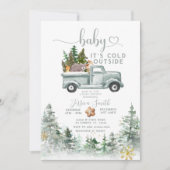 冬の森の外で寒い動物の赤ちゃんシャワー 招待状 (正面)