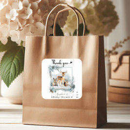 冬の森の外の寒い動物ありがとう スクエアシール