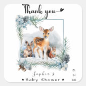 冬の森の外の寒い動物ありがとう スクエアシール (正面)