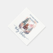 冬の森の外の寒さは赤ちゃんシャワーを浴びる スタンダードカクテルナプキン (角)