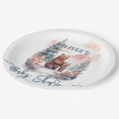 冬の森の外の寒さは赤ちゃんシャワーを浴びる ペーパープレート (アングル)