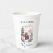 冬の森の外の寒さは赤ちゃんシャワーを浴びる 紙コップ (裏面)