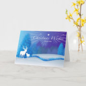 冬の森の夜のパパ鹿のためのクリスマス カード (黄色い花)