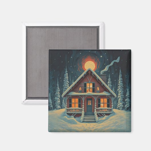 冬の森の家 マグネット (正面/裏面)