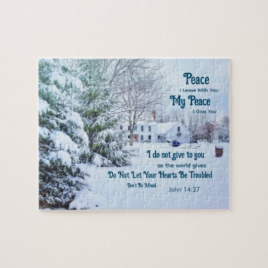 冬の森の家 – ヨハネ14:27 Bible Verse ジグソーパズル (横)