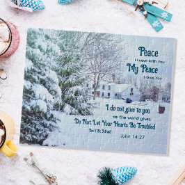 冬の森の家 – ヨハネ14:27 Bible Verse ジグソーパズル